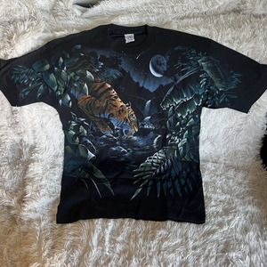 Cal Cru Vtg Shirt Size L Single Stitch Tiger Night Time Habitat Short Sleeve